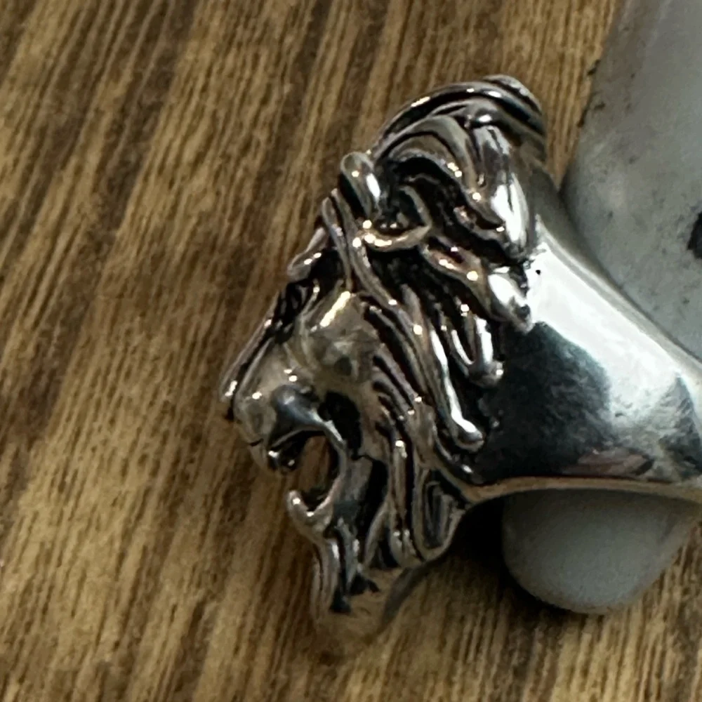 Set of 3 316L Stainless Steel Roaring Lion, Skull & MG Mens‎ Ring size 8.5